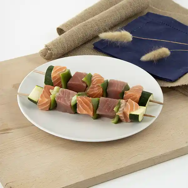 brochettes de saumon et thon